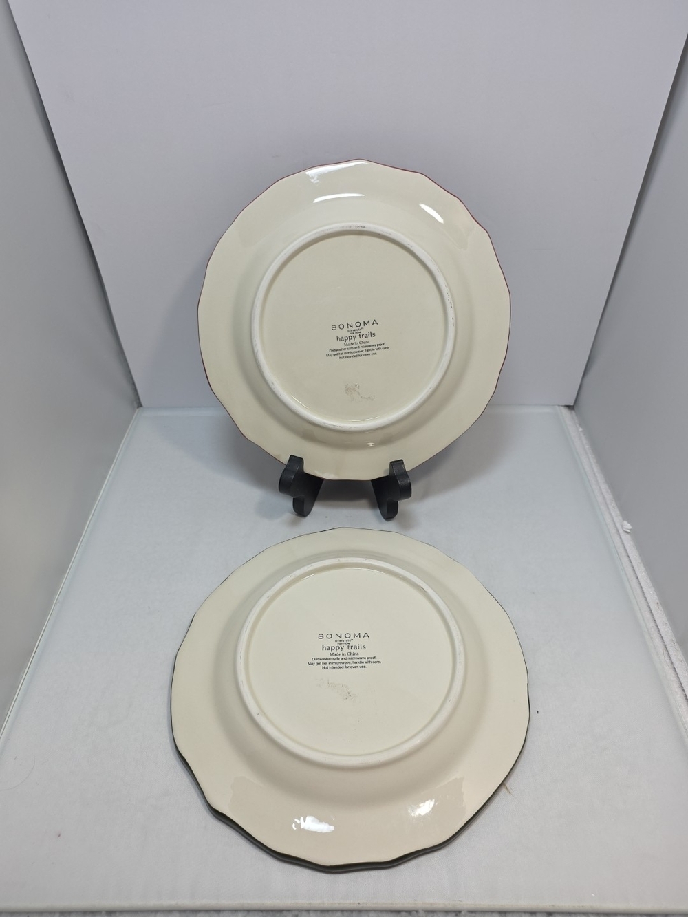 Sonoma Happy Trails Western Cowboy Horse Salad Plates Set of 2 8.75" - Picture 4 of 6